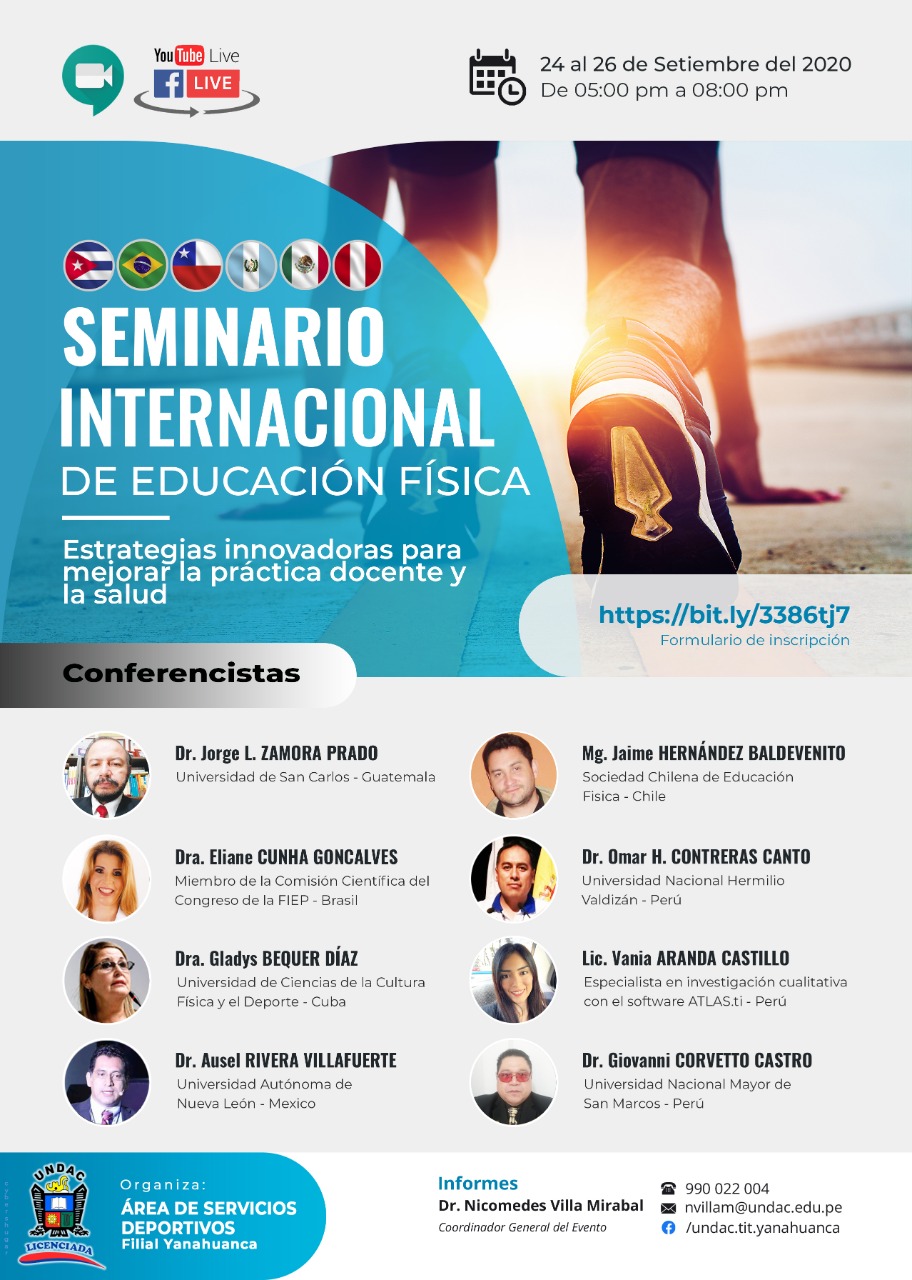 ORGANIZAN SEMINARIO INTERNACIONAL DE EDUCACIÓN FÍSICA 2020