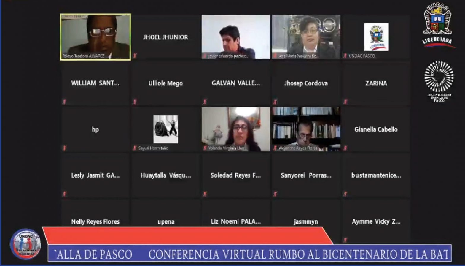 En este momento estás viendo CON ÉXITO SE REALIZÓ LA CONFERENCIA VIRTUAL EN EL MARCO DEL BICENTENARIO DE LA BATALLA DE PASCO