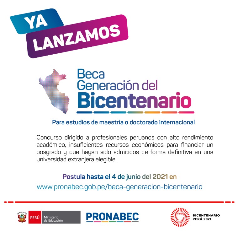 Pronabec lanza Beca Generación del Bicentenario para maestrías y doctorados en el extranjero