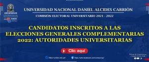 Inscripción de candidatos a elecciones generales complementarias 2022: Autoridades Universitarias