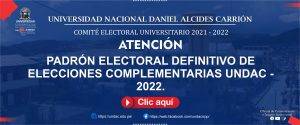 PADRÓN ELECTORAL DEFINITIVO DE ELECCIONES COMPLEMENTARIAS UNDAC – 2022