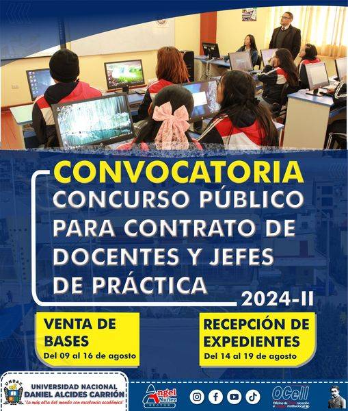 Lee más sobre el artículo CONCURSO PÚBLICO PARA CONTRATO DE DOCENTES Y JEFES DE PRÁCTICA 2024 – II